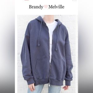 Brandy Melville Zip Up Hoodie Navy